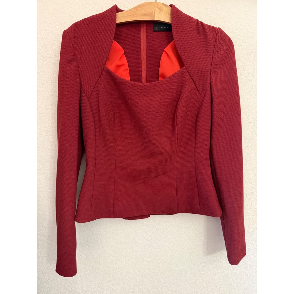 BGL Burgundy Textured Structured Blazer Architectural Neckline EU 38/US 6